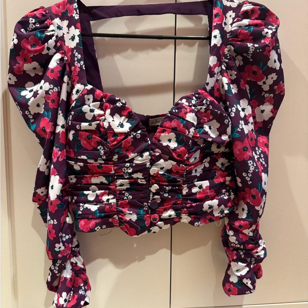 For Love And Lemons Purple Floral Blouse